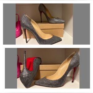 Christian Louboutin (Red Bottoms) Silver Pigalle Follies with box